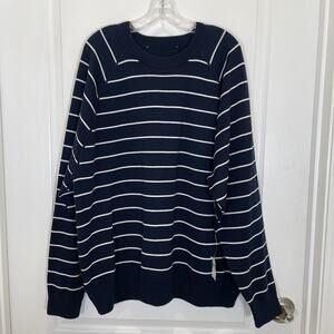 Banana Republic Mens Reversible Sweatshirt Prep Navy Stripe NWT XL Tall